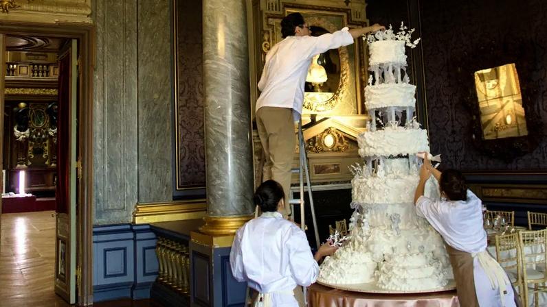Detalhe do bolo em casamento de Alexandre Negrão