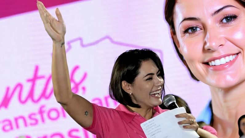 A ex-primeira-dama Michelle Bolsonaro em evento do PL Mulher
