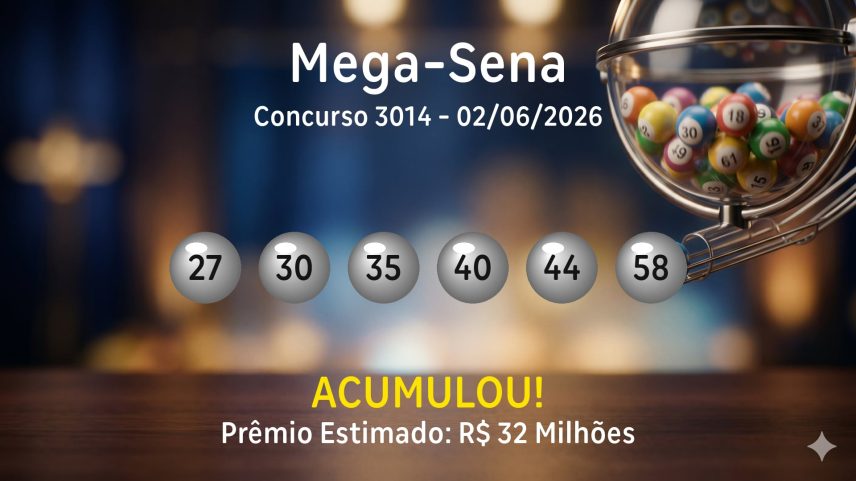 Mega-Sena: veja os números sorteados no concurso 3014