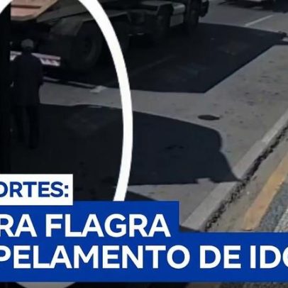 Câmeras registram atropelamento fatal de idoso por carreta em Itaperuna