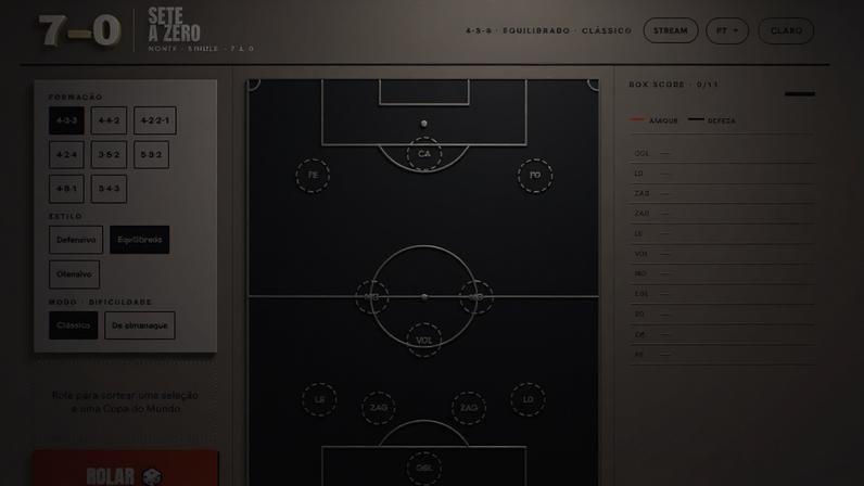 Jogo online reúne permite sortear seleções e jogadores históricos (7a0/Reprodução)