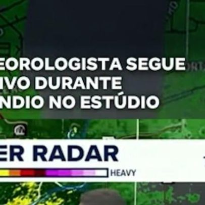 Meteorologista faz transmissão ao vivo durante incêndio no estúdio