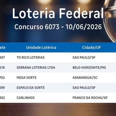 Federal: confira os bilhetes premiados no concurso 6073