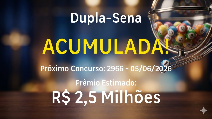 Dupla-Sena: sorteia prêmio acumulado em R$ 2,5 milhões nesta sexta-feira (5)