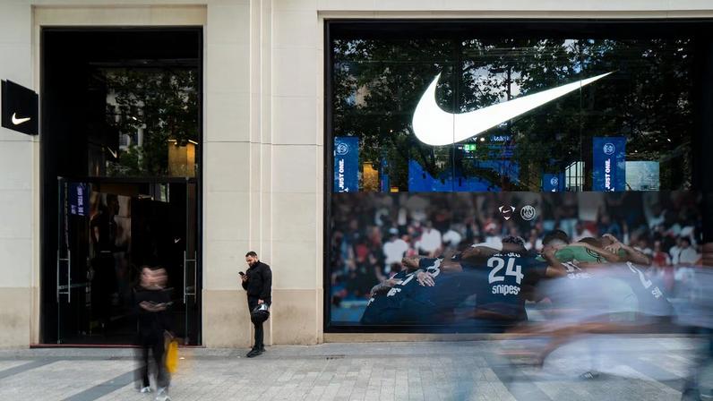 Nike storefront in Paris, France.