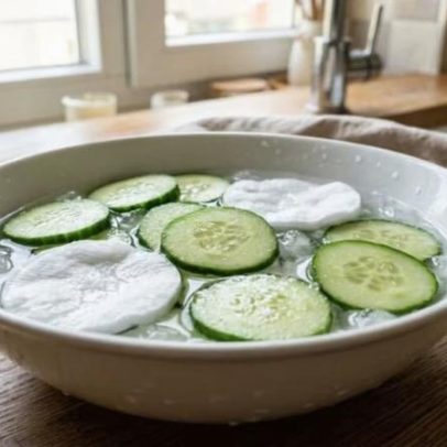 Chá verde gelado com pepino para olhos cansados: como aplicar