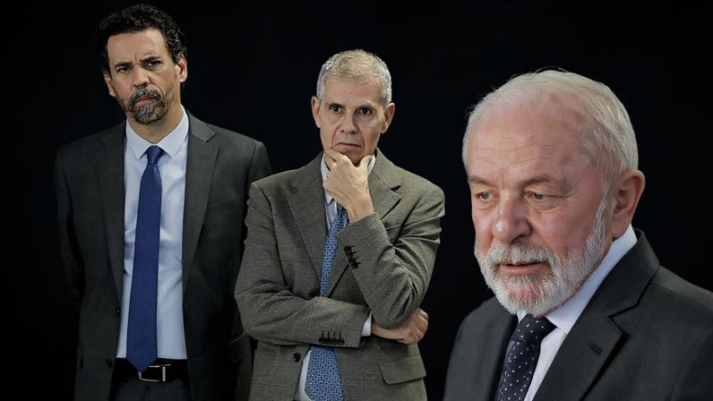 Na foto, Laércio Portela (à esq.), secretário de Imprensa de Lula e o ministro Sidônio Palmeira (centro), chefe da Secom de Lula (à dir.)