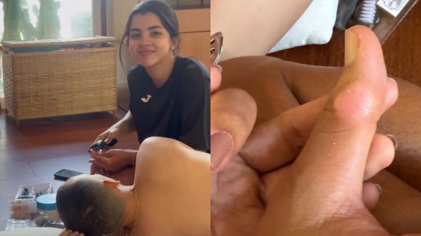 Ary Mirelle usou uma lixa elétrica para remover excesso do calo