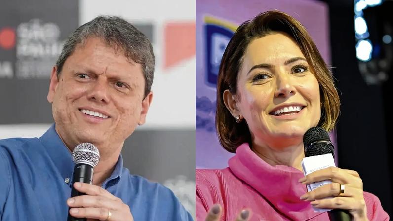 Tarcísio de Freitas e Michelle Bolsonaro