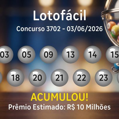 Lotofácil: números sorteados no concurso 3702