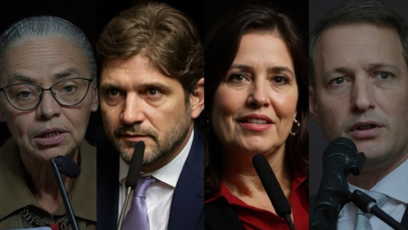 Marina Silva (Rede-SP), André do Prado (PL-SP), Simone Tebet (PSB) e Guilherme Derrite (PP-SP)