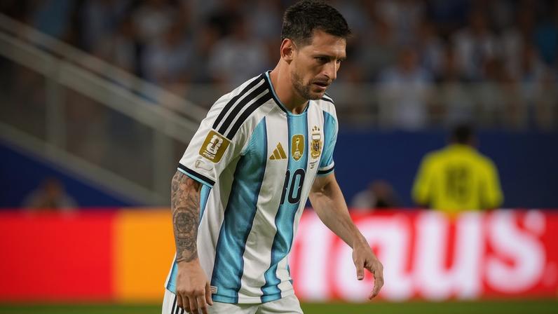 Messi conta com os selos Legacy e Bola de Ouro estampados em seu uniforme da seleção argentina
