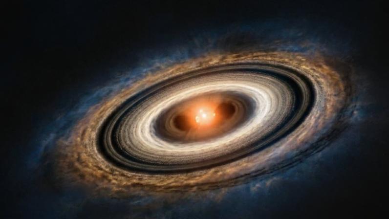 Anéis de poeira revelam planetas invisíveis em formação ao redor de estrelas jovens. (Imagem: Fala Ciência via Gemini)