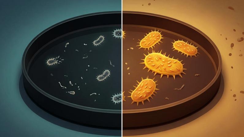 Parar o antibiótico cedo favorece bactérias resistentes. (Foto: Fala Ciência via Gemini)