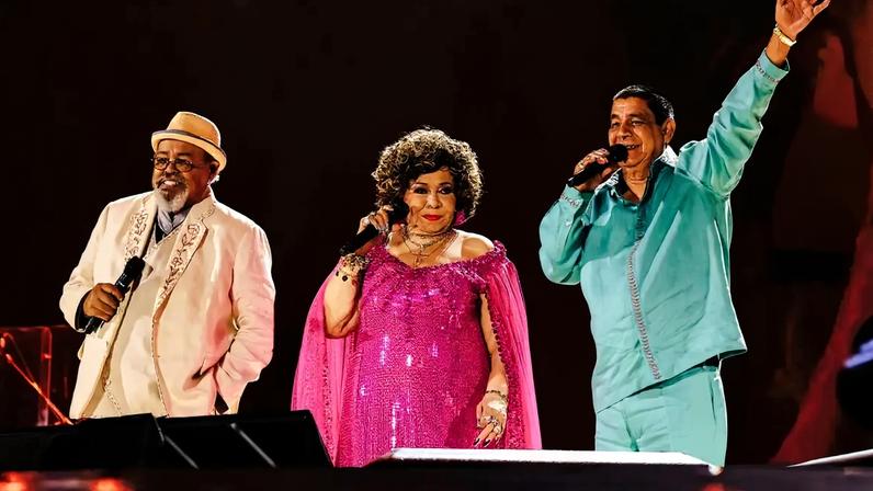 Jorge Aragão, Alcione e Zeca Pagodinho na turnê 'O Maior Encontro do Samba', em junho de 2026 - (/30e//Divulgação)