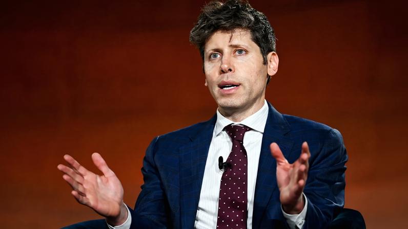 Sam Altman chief executive officer of OpenAI Inc. speaks during BlackRock's 2026 Infrastructure Summit in Washington DC...