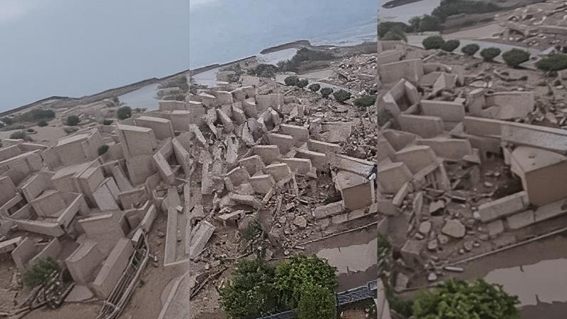 Prédio completamente destruído em La Guaira após dois grandes terremotos atingirem a Venezuela