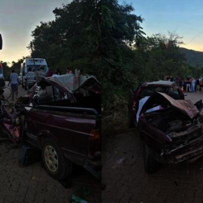 Mulher morre e homem fica ferido em acidente entre carro e ônibus em São Tomé das Letras