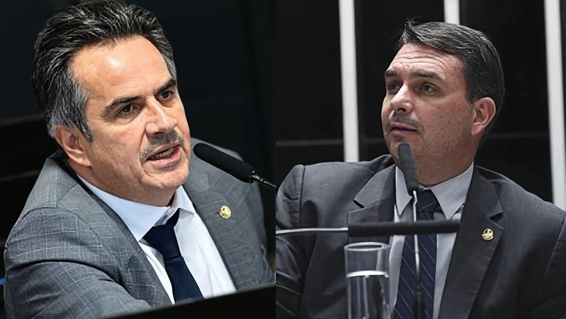 O senador Ciro Nogueira (PP-PI) e o senador Flávio Bolsonaro (PL-RJ)