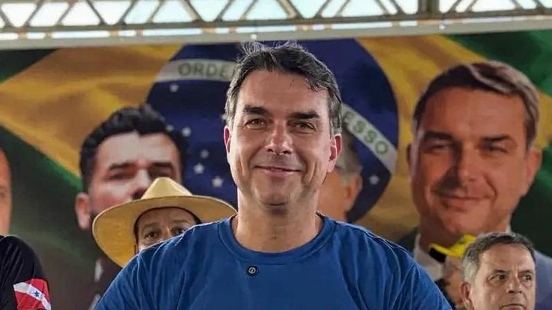 O pré-candidato Flávio Bolsonaro em Belém. (Foto: Vittor Sales / campanha FB)