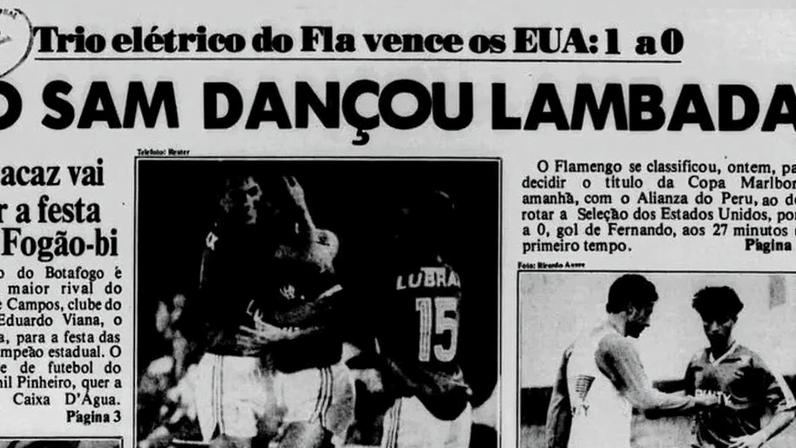 Manchete do Jornal dos Sports sobre Flamengo x EUA. (Imagem: Divulgação/Flamengo)