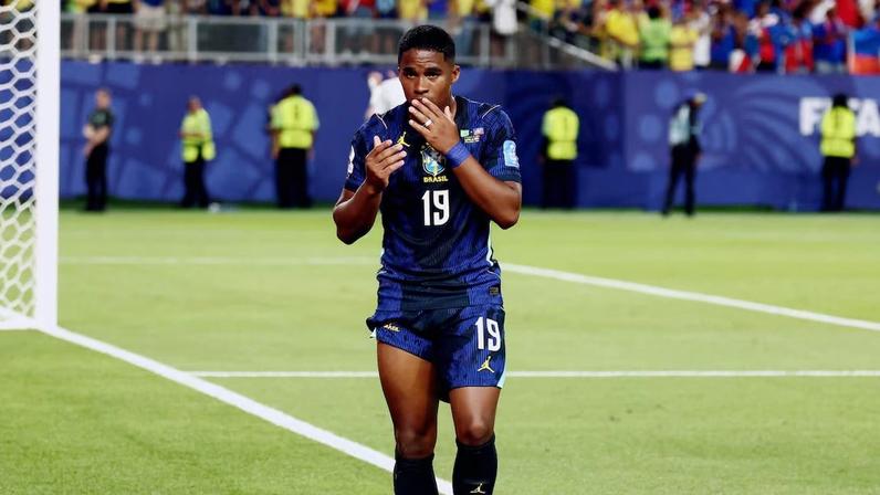 Endrick estreou na Copa do Mundo nesta sexta-feira contra o Haiti. Foto: Charly Triballeau/ AFP