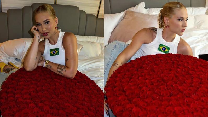 Virginia Fonseca reage ao receber flores no Dia dos Namorados