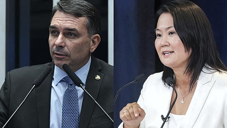 O senador Flávio Bolsonaro (PL/RJ) e a política peruana Keiko Fujimori