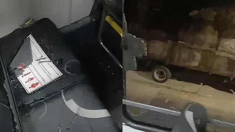 Janela de ônibus ficou destruída após ser atingida por um disparo durante tiroteio em Vigário Geral, na Zona Norte do Rio, nesta terça-feira (23). Passageiros deixaram o coletivo após o incidente.