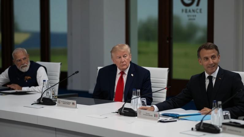 Trump brinca que é o chefe ao chegar atrasado à reunião do G7