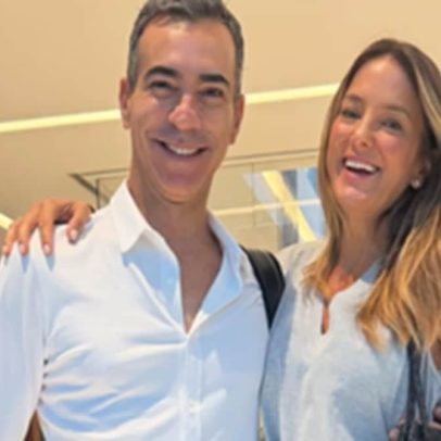 Tici comemora aniversário antecipado da filha com César Tralli na escola