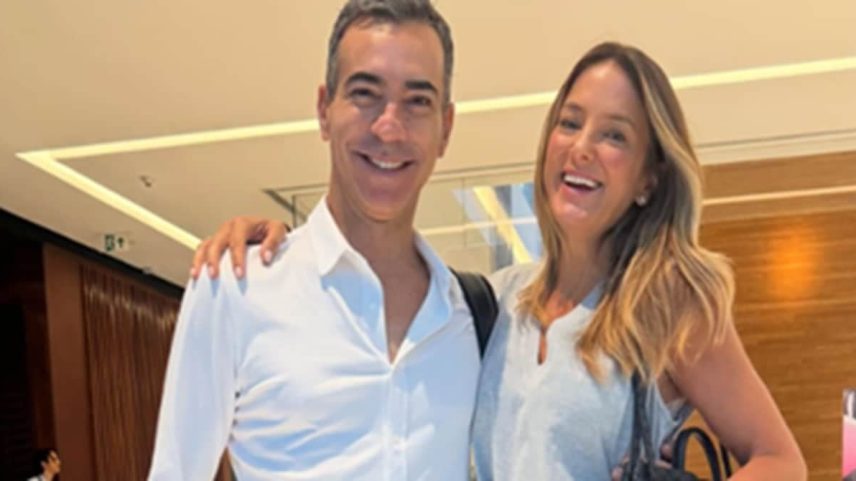 Tici comemora aniversário antecipado da filha com César Tralli na escola
