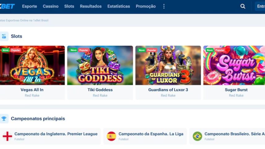 A capa do site da 1xBet, bet de origem russa autorizada pelo Ministério da Fazenda a funcionar no Brasil
