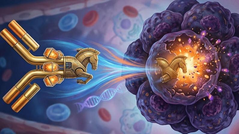 ADCs levam toxinas diretamente às células tumorais. (Foto: Fala Ciência via Gemini)
