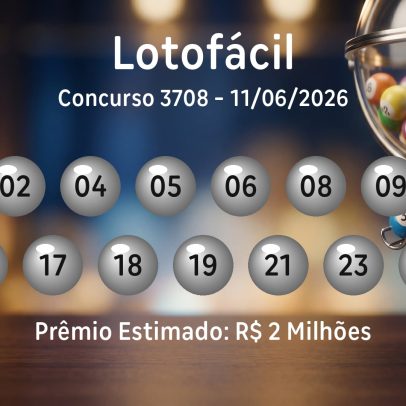 Lotofácil: números sorteados no concurso 3708