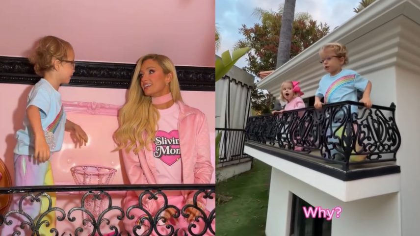 Paris Hilton fez um 'tour' pela mansão ao lado dos filhos