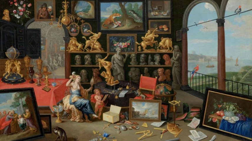 Jan van Kessel the Elder and Abraham Willemsens, *Interior of a Collector’s Cabinet: An Allegory of Sight*, ca. 1660.