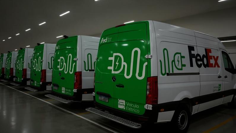 As novas vans elétricas da FedEx serão distribuídas entre Campinas, Curitiba e São Paulo, elevando para 53 o total de veículos de emissão zero da companhia no Brasil (Divulgação)