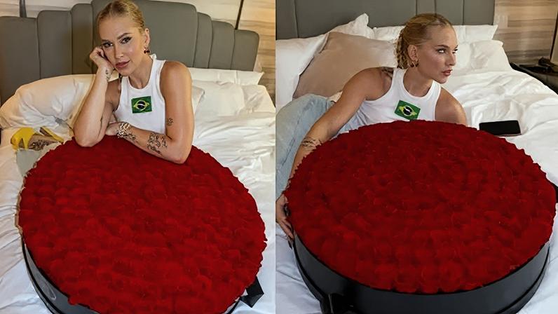 Virginia recebeu buquê de rosas no Dia dos Namorados
