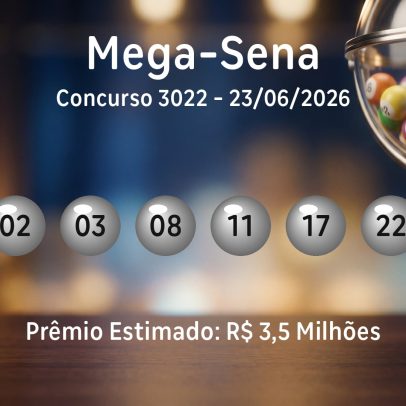 Mega-Sena: números sorteados no concurso 3022