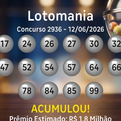 Lotomania: números sorteados no concurso 2936
