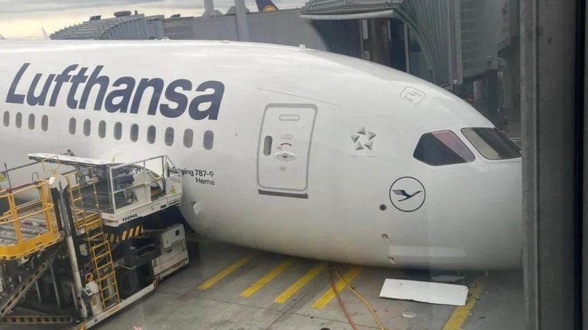 Boeing 787-9 Dreamliner da Lufthansa: colapso no trem de pouso