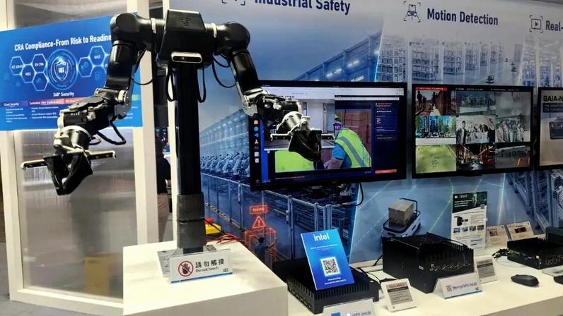 Demonstração de robótica apresentada na Computex 2026, em Taipei, destaca a convergência entre inteligência artificial e automação industrial