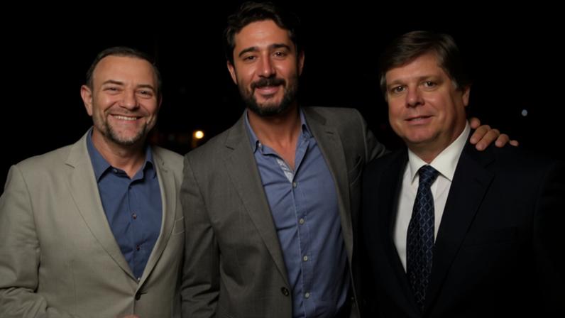 Edinho Silva, presidente do PT, Gabriel Azevedo, pré-candidato ao governo de Minas pelo MDB, e Baleia Rossi, presidente do MDB. Os três almoçaram juntos em Brasília nesta quarta-feira (3).