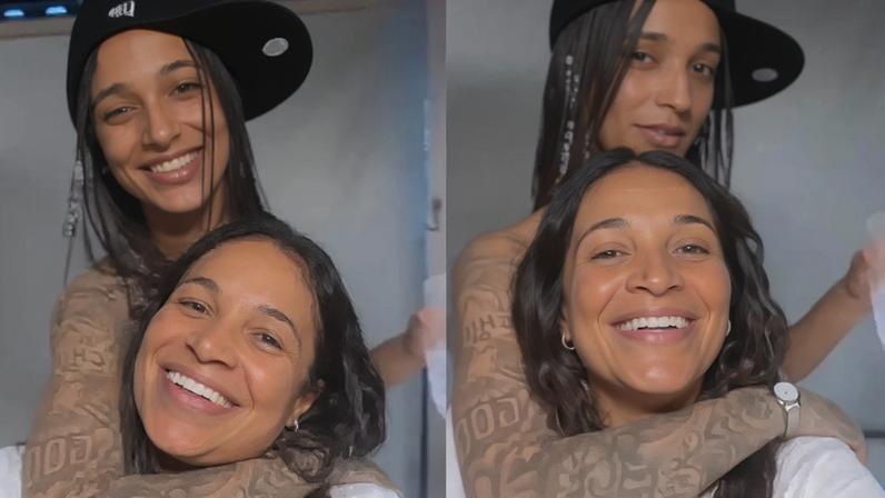 Márcia Nepomuceno, mãe de Oruam, junto com o filho (Redes sociais/Reprodução)