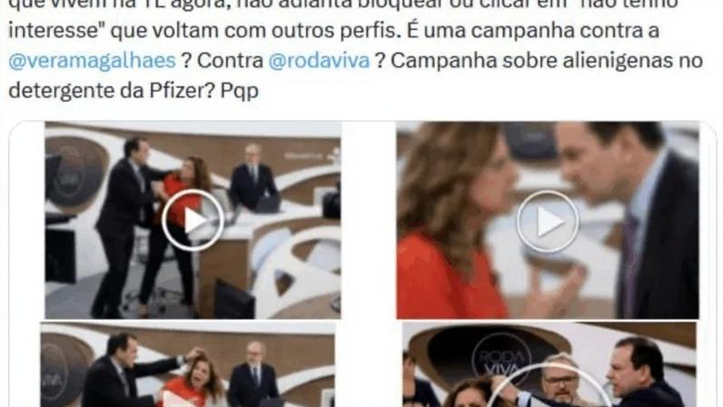 No X, alguns usuários disseram ter notado o compartilhamento dos conteúdos falsos relacionados ao "Roda Viva"