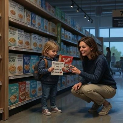 Crianças acompanham adultos em compras e aprendem planejamento sem aulas formais