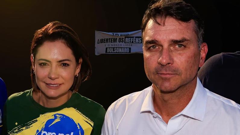 Michelle e Flávio Bolsonaro movimentaram as redes sociais após vídeos da ex-primeira-dama com críticas ao enteado