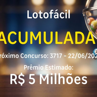 Lotofácil sorteia prêmio acumulado de R$ 5 milhões nesta segunda-feira