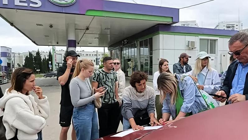 Locals are only able to buy 20 litres of fuel at most petrol stations in Russian-occupied Crimea
